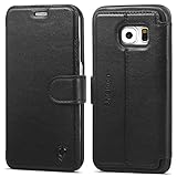 Galaxy S6 Edge Case, SHIELDON 2 in 1 Galaxy S6 Edge Wallet Case Folio Flip Genuine Leather Case Magnetic Closure Slim Back Cover with Card Holder for Samsung Galaxy S6 Edge, Black