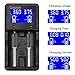 Universal Battery Charger with Car adapter ,2 Bay Quick LCD Automatic Battery Charger for Rechargeable Lithium liion NIMH NICD 18650 AA AAA 18500 26650 20650 RCR123 14500 10440 Batteries