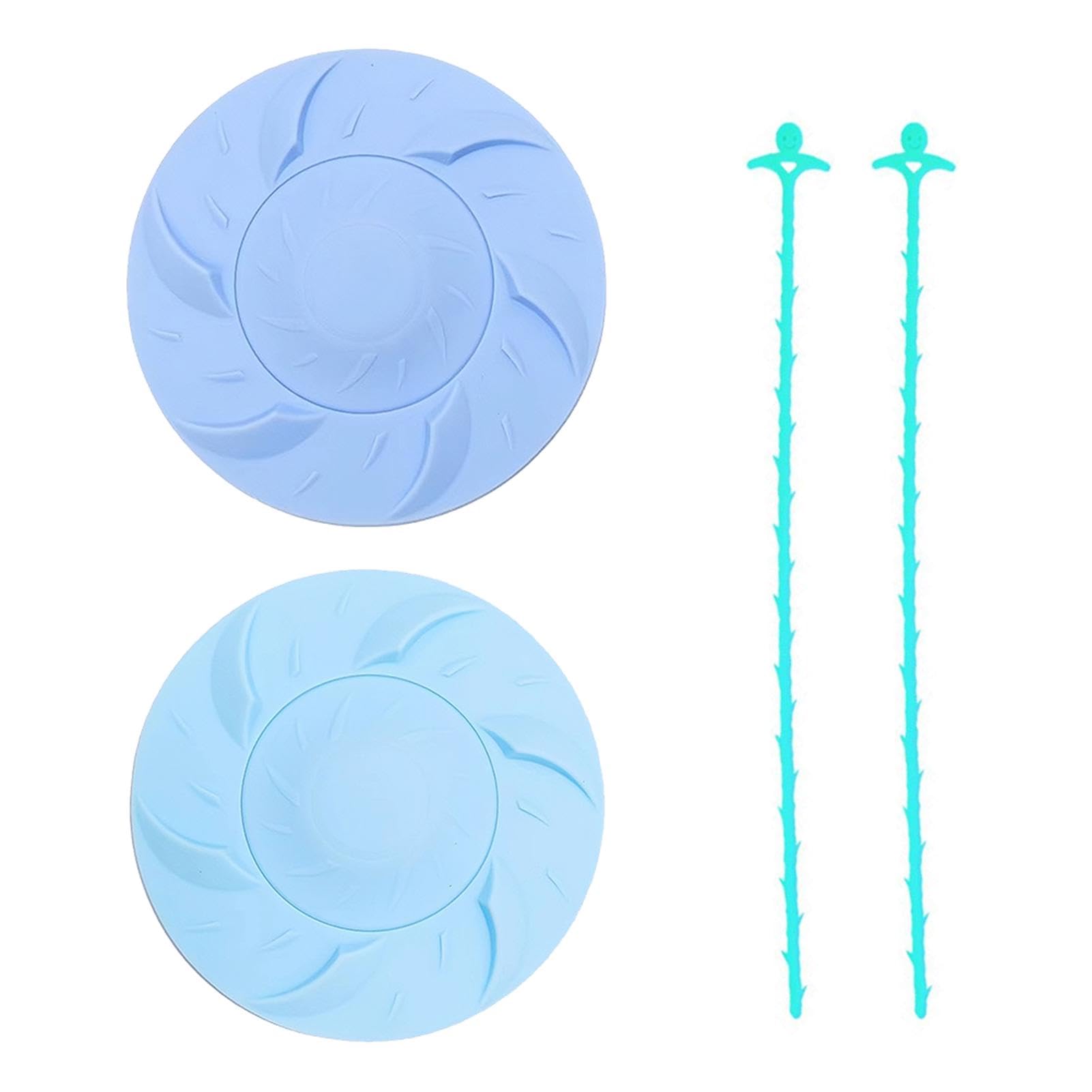 2Pcs Shower Drain Hair Catcher,Silicone Drain Protector Sink Strainer Protector,with 2Pcs Hair Cleaning Hook,Tube Drain Hair Catcher Stopper Sink Drain Protector,Use for Bathroom,Bathtub,Kitchen