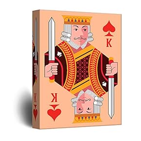 Canvas Wall Art - Playing Poker Card Design - King of Spades with Coral Color Background - Giclee Print Gallery Wrap Modern Home Art Ready to Hang - 12x18 inches