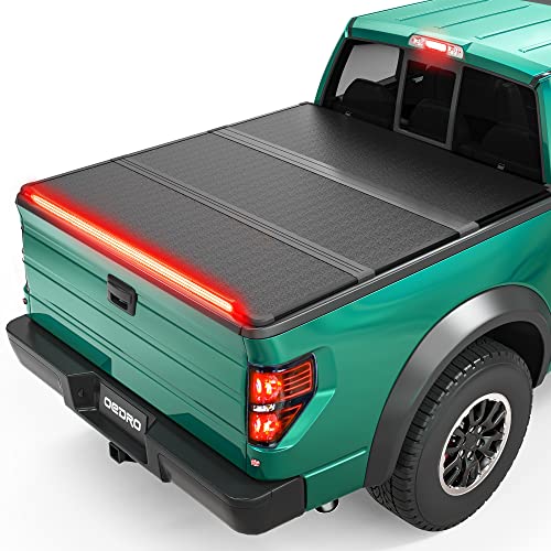 oEdRo Hard Folding Tonneau Cover with Builtin Light Strip, Trifold