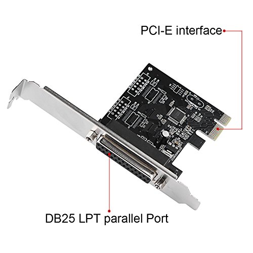 Richer-R PCI-E Parallel Adapter, PCI-E PCI-Express to 1 Port DB25 LPT Parallel Printer Converter Adapter 12CM High Profile for Windows 8/7 / Vista/XP / 2000 / Server 2003-2008 32/64-bit, Linux & M