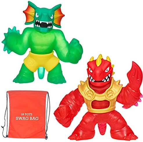 IP Heroes of Goo JIT Zu (2 Pack) Blazagon VS Reptaur Action Figure Set and Bonus: (Swag Bag Stuffed with Extra Toys) for Boys Girls Playtime and Family Fun!