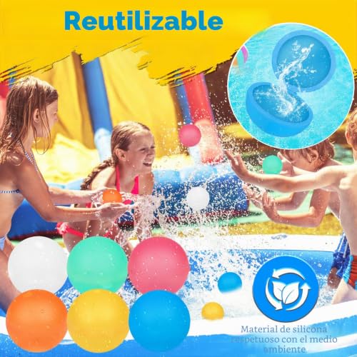 Reusable Water Balloons, 16 Pcs Reusable Self-Seal Silicone Water Balloons and 1 Mesh Bag, Quick Fill Water Balloons for Kids and Adults, Water Toy for Kids and Adults
