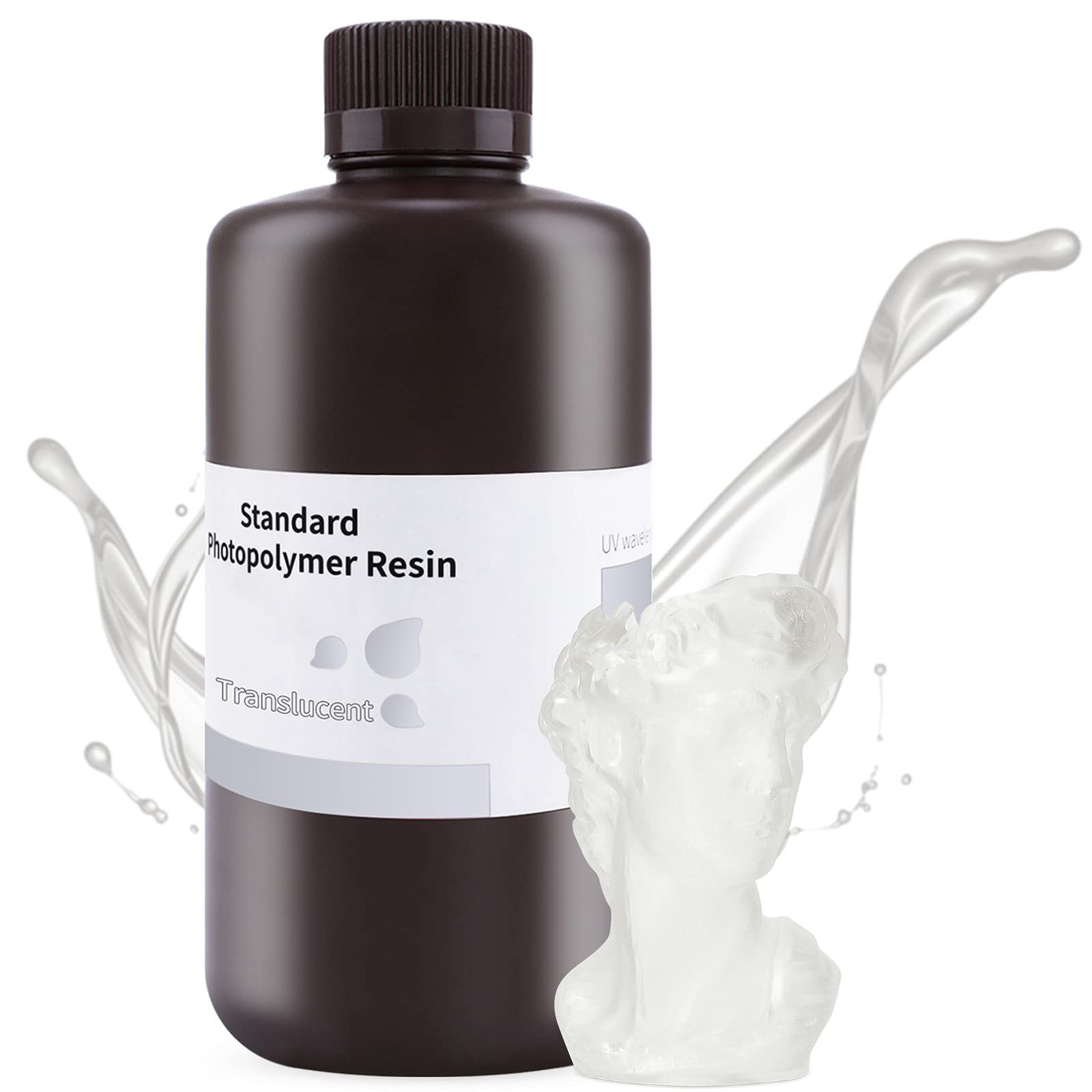 ELEGOO 3D Printer Rapid Resin, 405nm LCD UV-Curing Resin Standard Photopolymer Resin for LCD 3D Printing White 1000G — image 1