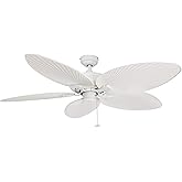 Honeywell Ceiling Fans Palm Island Tropical 52 Inch Ceiling Fan, Outdoor Ceiling Fan with Pull Chain, Dual Mount 5 Palm Leaf 