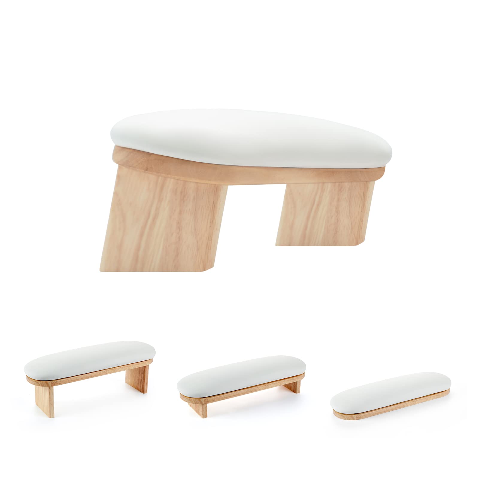 Nail Arm Rest, Professional Adjustable Height Nail Armrest Solid Wood Stand with PU Leather Soft High-Density Sponge, Manicure Nail Tool