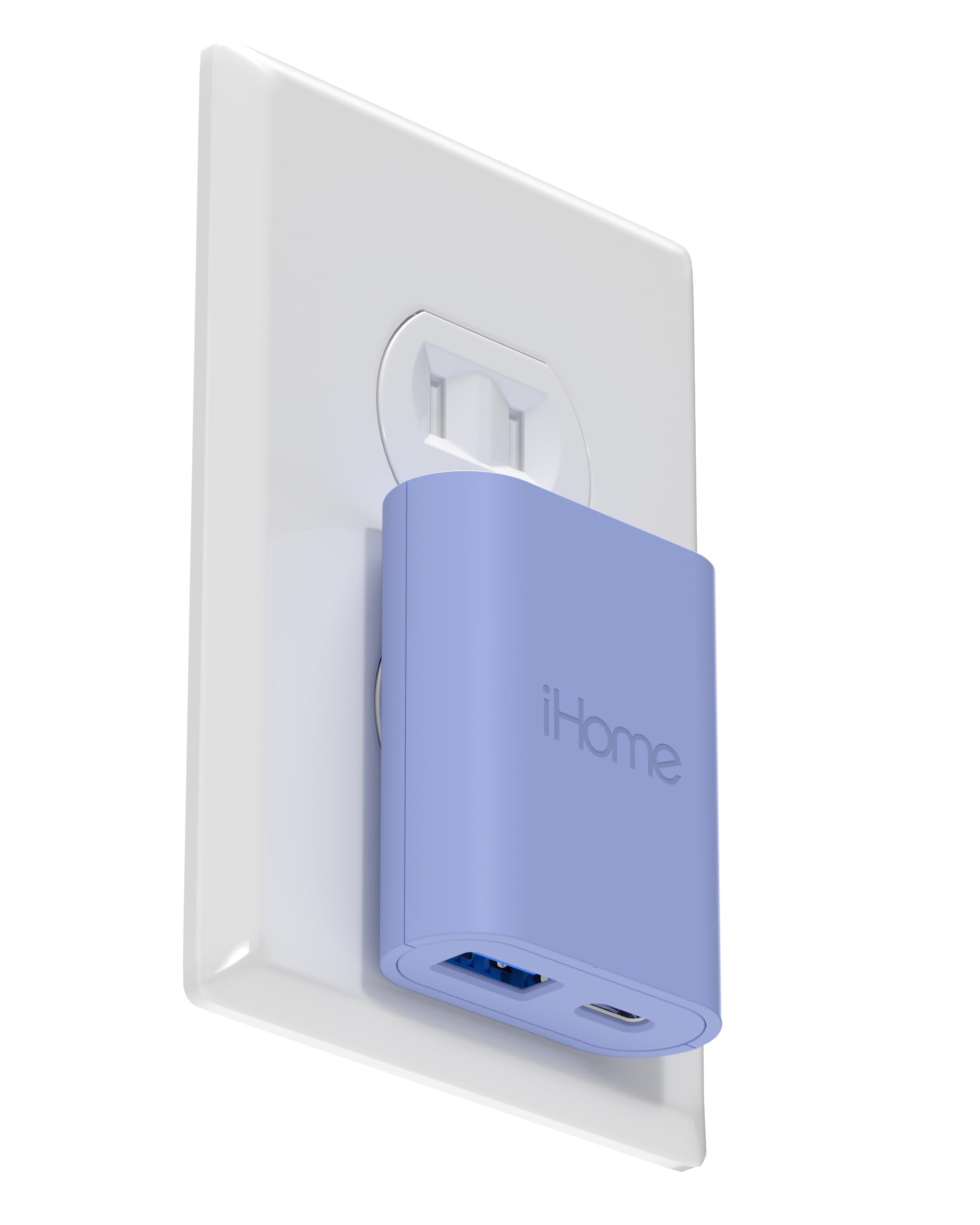 iHome USB C Charger: AC Pro 20W Multiport (1 USB-C Port, 1 USB-A Port), Flat USB Block, Dual Port USB Plug Adapter & Phone Charging Block