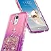LG Risio 2 Case(M154 4G LTE), LG Rebel 2 Case(4G LTE), LG K4 2017 Case(L58VL) with [Tempered Glass Screen Protector], NageBee Quicksand Liquid Floating Glitter Flowing Bling Diamond Case -Pink/Purple