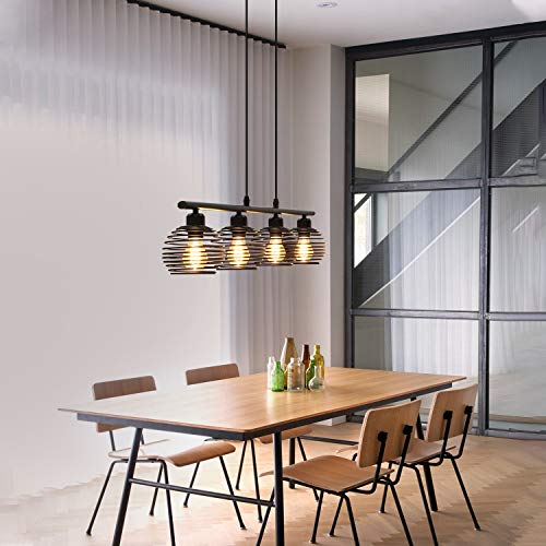 ZMH Vintage Ceiling Light Retro Pendant Lamp – Black Cage Design Light with 4 Lights Industrial Socket E27 Retro Ceiling Lighting for Kitchen Dining Room Bedroom Coffee Bar | Industrial Metal Design for Kitchen Dining Room Bedroom Cafe Bar