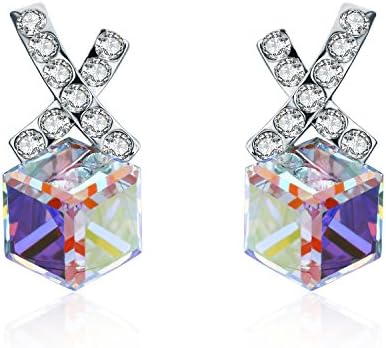 SBLING Platinum-Plated Austrian Crystal Stud Earrings