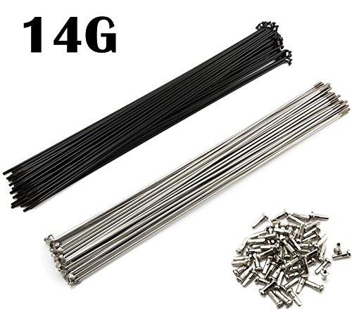 36pcs Steel Spokes Mountain Bike Spokes MTB 281mm-295mm W/nipples (black, 281)