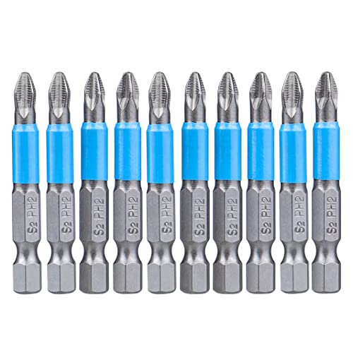 Yakamoz 10Pcs Phillips Bits #2 Magnetic Screwdriver