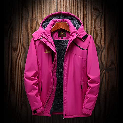 Tsmile Women's Coat Plus Size Winter Warm Outdoor Cashmere Plush Thickening Hoodie Sport Assault Overcoat Hot Pink