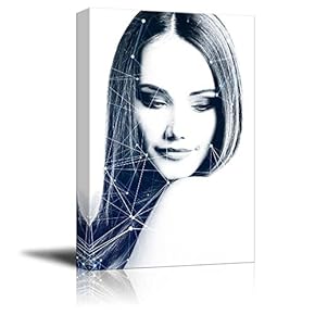 Constellation Woman Double Exposure - Canvas Art Wall Art - 12" x 18"