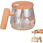 Crmanedy Self Stirring Mug，Electric Glass Mixing Cup with Handle & Lid，400ML Electric High Speed Mixing cup, Suitable for Cof