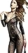 The Victory of Cupid Women's Sexy Fishnet Floral Crotchless Bodysuits Suspender Bodystocking, Black, OS