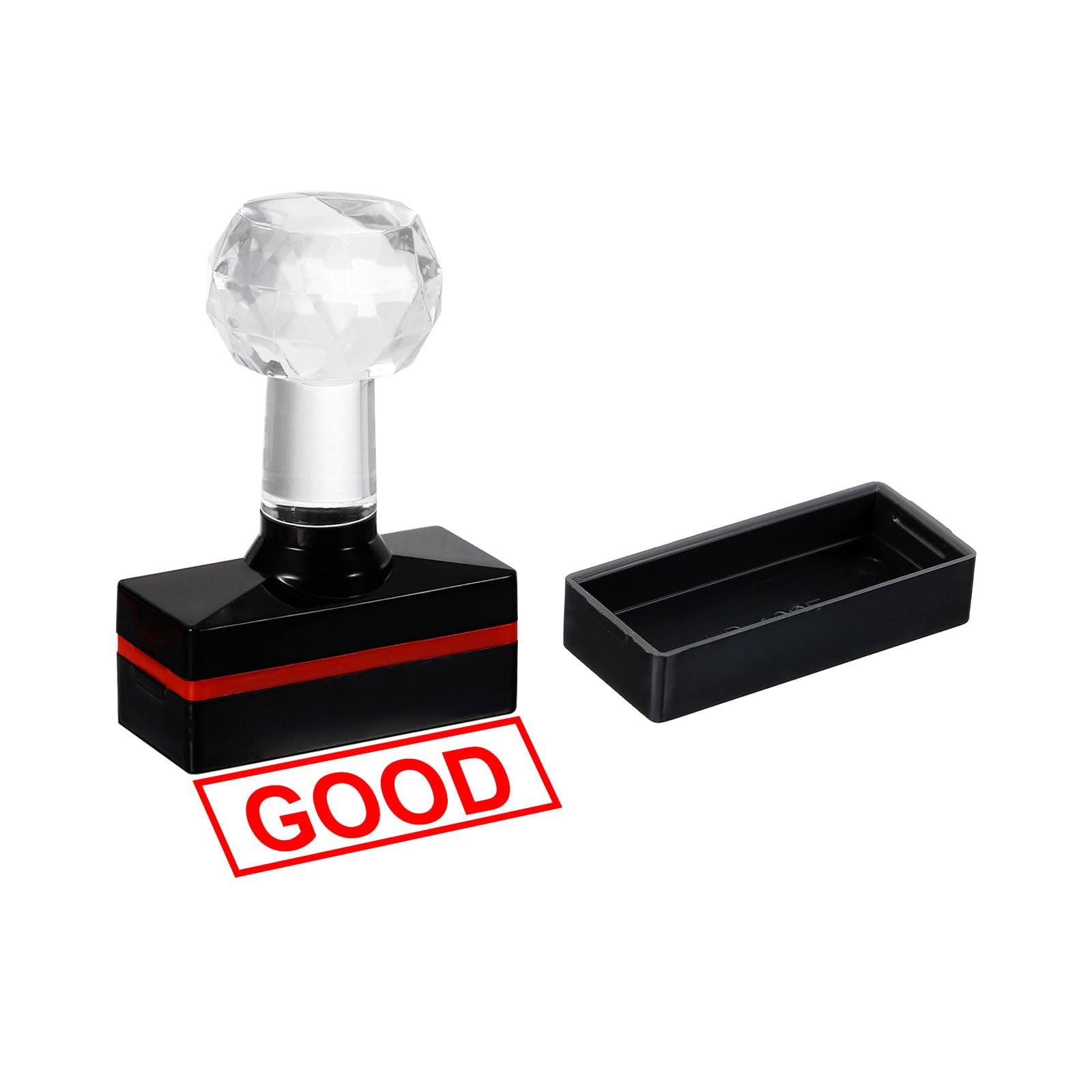 PATIKIL Good Stamp Self Inking, Red Ink Office Stamps Pre Inked Message Stamp Refillable Business Stamp, Black