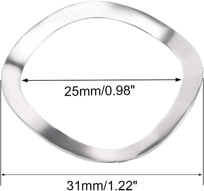 sourcing map 10Pcs 0.98" x 1.22" x 0.01" 304 Stainless Steel Wave Spring Washer for Screw Bolt, 25mmx31mmx0.3mm - Image 4