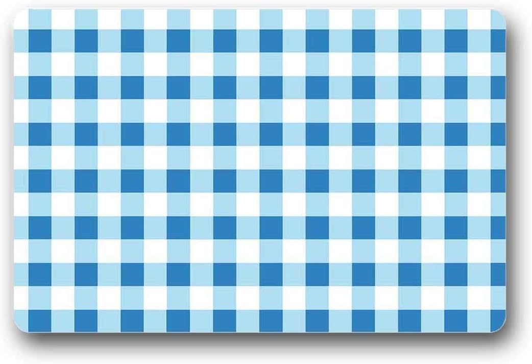Trsdshorts White and Blue Stripes Design for Doormat Durable HeatResistant NonWoven Fabric Top