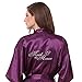 Joytton Women's Satin Kinono Robe with Embroidered Maid of Honor Short