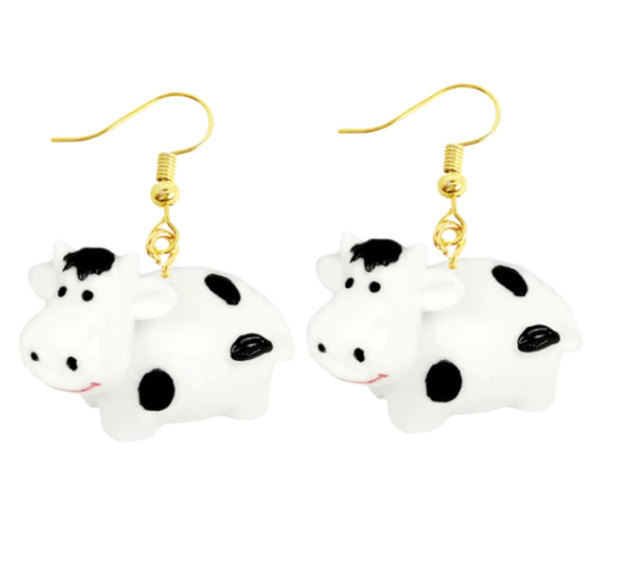 Cow Earrings, Cute Dangle Farm Animal Jewellery in a Gift Bag