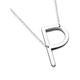 CIELTEAR Sterling Silver Sideways Initial Necklace for Women Big Letter Pendant Necklaces for Women Dainty Monogram Necklace Jewelry Gift A-Z