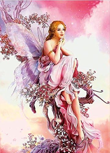 5D Full Drilled Round Needlework Diy Diamond Painting Cross Stitch Diamond Embroidery Butterfly Fairy (40x50)CM