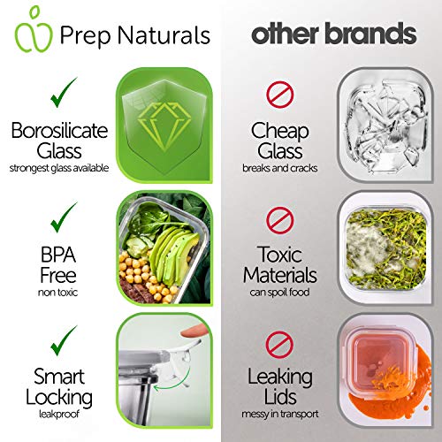 Glass Food Storage Containers with Lids - Glass Meal Prep Containers Glass Containers For Food Storage with Lids 18 Pcs. Glass Storage Containers with Lids Glass Food Containers Glass Lunch Containers