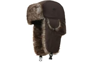 LLmoway Trapper Hat Warm Faux Fur Winter Hat with Ear Flaps Windproof Waterproof Snow Ski Hats for Men Women Cold Weather