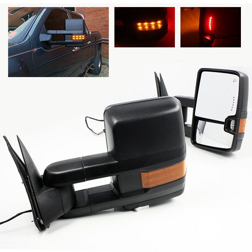 ModifyStreet Power Side Towing Mirrors with Turn Signal and Heated Defrost and Clearance Light for 07-13 Chevy Silverado Avalanche Tahoe Yukon/XL/Denali Suburban or GMC Sierra- 1 Pair included