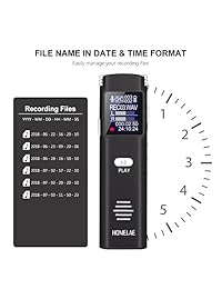 Grabadora de voz, grabadora de voz digital, grabadora de audio USB de 16 GB con reproductor MP3, grabadora de sonido pequeña y portátil con grabación HD, doble micrófono, dictáfono recargable para conferencias   Bla