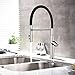 Yohom Black Kitchen Faucet with Pull Down Sprayer Stainless Steel Kitchen Sink Faucet High Arc Single Handle with Pull Out Dual Function Sprayer Modern Single Hole Faucet Brushed Finish