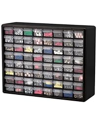 Akro Mils 10164 64 Piezas de plástico de equipo de almacenamiento y Gabinete cajón, 20 x 16 x 6 1 2 pulgadas, color negro