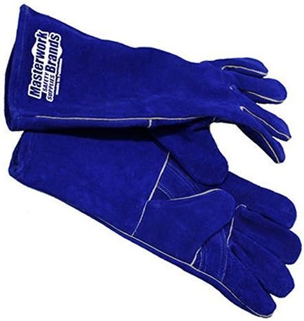 Animal Handling Gloves GAUNTLET LEATHER DOG CAT BIRD REPTILE Protect from Dog Cat Bird Parrot Hedgehog Reptile Bites Scratch Wild Animals Protection glove ~blue
