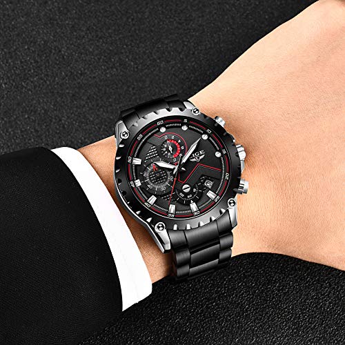 LIGE-Reloj-para-Hombre-Acero-Inoxidable-Impermeable-Analogico-de-Cuarzo-Movimiento-Deportivo-Cronografo-Moda-Empresarial-Fecha-Calendario-Resistente-Aranazos-Relojes-de-Pulsera