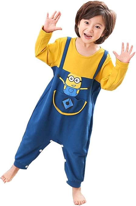 Amazon ホーマイ Hoomai 着ぐるみ ミニオン ロンパース 子供 長袖 ボタン開閉 コットン ハロウィン コスプレ キッズ 仮装 男女兼用 カバーオール パジャマ 12t 110 黄色青 キッズコスチューム おもちゃ