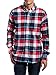 Mens 100% Cotton Flannel Shirt - [Red-White-Blue Plaid]- Medium