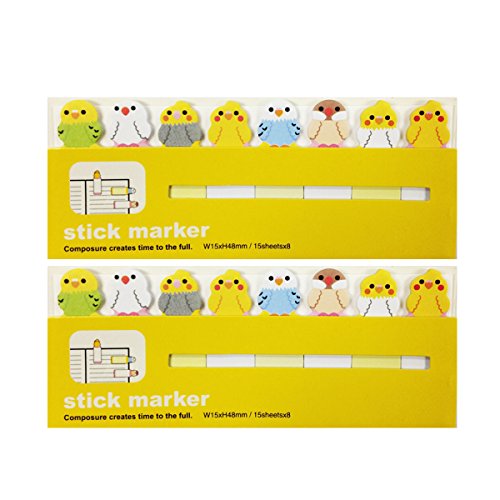 Wrapables Bookmark Flag Tab Sticky Markers, Birdies, Set of 2