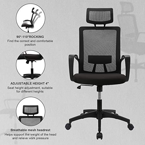 Ergousit Home Office Chair Ergonomic Desk Chair Mesh Computer Chair with Lumbar Support Armrest