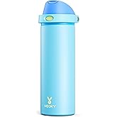 24 oz Insulated Water Bottle for Men: Meoky Stainless Steel Water Bottle with 2-in-1 Straw and Spout Lid - Leak Proof, Cold for 24 Hours, Fits in Car Cup Holder, BPA-Free for Sports Travel, Azure