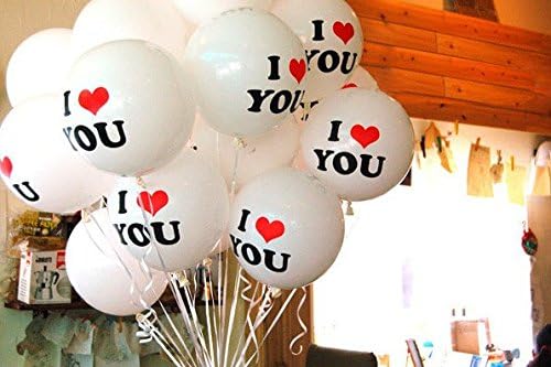 ANFIMU 20pcs I Love You Balloon Party Wedding Valentine's Day Decoration White - 12 Inch Latex Balloons for Romantic Proposal