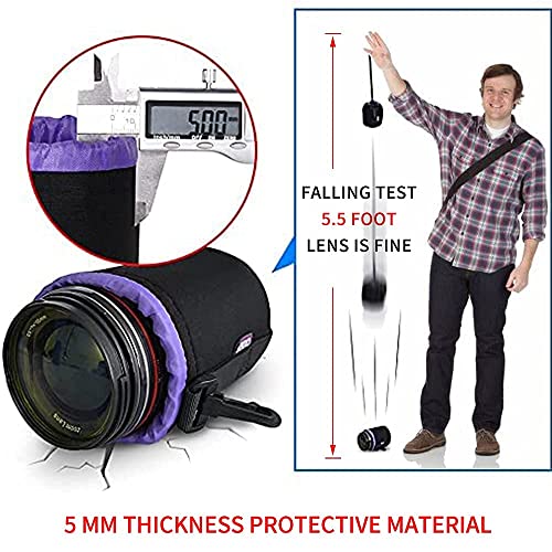 Cwatcun 4 Pack Lens Pouch Set, Camera Lens Case Bag with Thick Protective Neoprene, for Canon Nikon Sony Pentax Olympus Panasonic Fuji Sigma DSLR SLR Camera Lens (Size Small, Medium, Large, X Large)