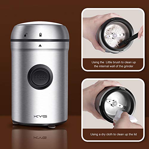 KYG Kaffeemühle 200W Elektrische Propellermühlen mit 25000 U/min Leistungsstarker Motor 80g Kapazität Sicherheitsschloss… – Bild 7
