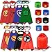 RioRand Kids Dress Up 8PCS Superhero Capes with Masks and Slap Bracelets for Boys Costumes Birthday Party Gifts