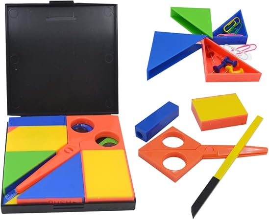 Amazon 学用品キット 9点セット おしゃれ おもちゃ テープボールペン 定規 はさみ クリップ 付箋 マグネットブックマーク 収納ボックス付き 机上用品 文具収納 文房具 オフィス用品