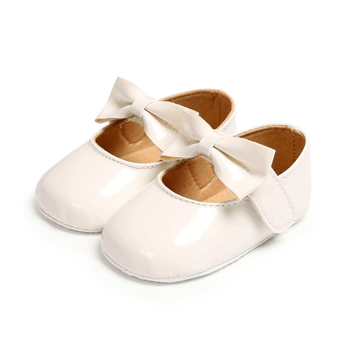 Baby Girls Mary Jane Flats with Bowknot Soft Sole Non-Slip Toddler Infant First Walker Princess Dress Shoes
