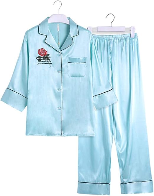 Pyjamas for Women Silk Satin Sleepwear Comfy Soft Loungewear Loose