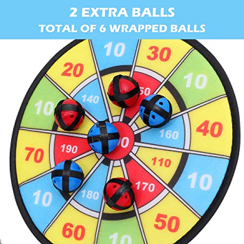 image for BETTERLINE Kids Dart Board Game with 6 Balls Using Hook-and-Loop Faste