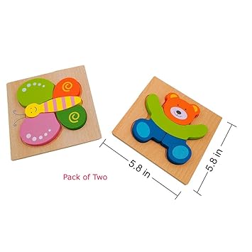 Vibgyor Vibes Chunky Pieces Early Age Educational Wooden Jigsaw Puzzles for Toddlers, Kids and Boys and Girls (Pack of 2, Random Piece Will be Sent)